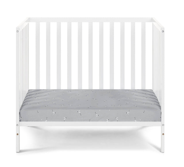3-in-1 Convertible White Solid Wood Mini Crib With Mattress Pad - Omega Lifestyles