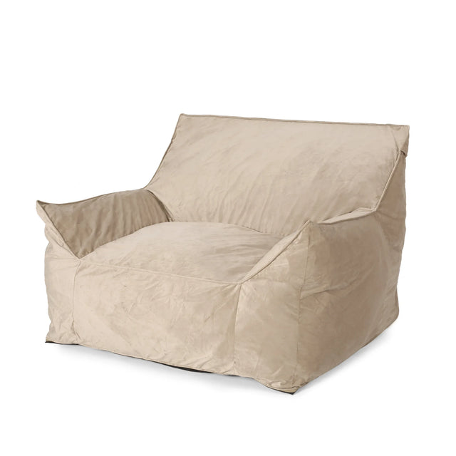 Velveteen Velvet Foam Filled Bean Bag Chair With Armrests - Omega Lifestyles