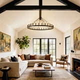 Matte Black Farmhouse Wagon Wheel Chandelier 30-Light - Omega Lifestyles