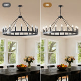 Matte Black 20-Light Farmhouse Wagon Wheel Chandelier - Omega Lifestyles