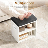 Wooden Shoe Storage Bench With Cushion Seating - Omega Lifestyles