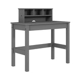 Gray Wood Rectangular Writing Desk With Hutch Storage - Omega Lifestyles