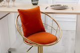 Set of 2 Orange Velvet Adjustable Height Bar Chairs - Omega Lifestyles