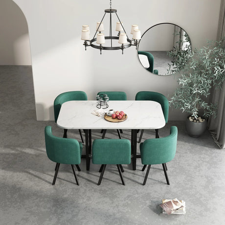 Modern Fabric 7-Piece Dining Table And Chairs Set - Omega Lifestyles