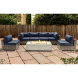 7-Piece Outdoor Seating Set With Firepit And Cushions - Omega Lifestyles