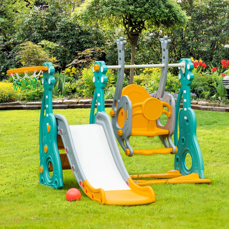 3-in-1 Toddler Swing Slide Set With Basketball Hoop - Omega Lifestyles
