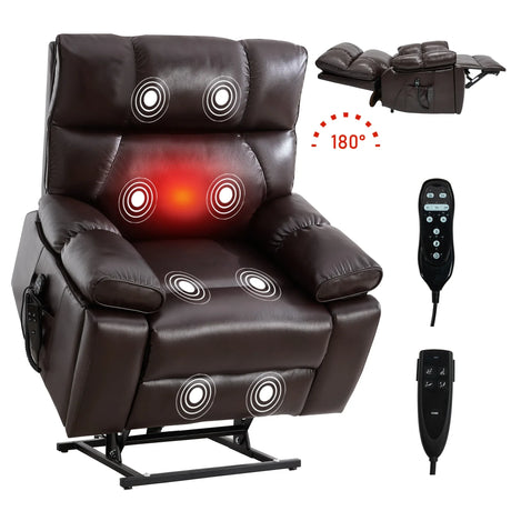 Brown Medium-Firm Faux Leather Power Lift Massage Chair - Omega Lifestyles