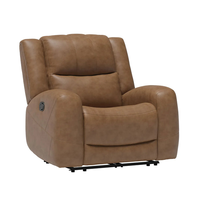 Transitional Brown Top Grain Leather Manual Recliner Chair - Omega Lifestyles