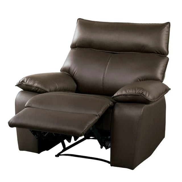 Contemporary Brown Leather Match Manual Recliner Chair - Omega Lifestyles