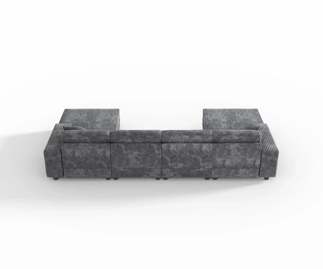 Modern Convertible U-Shaped Corduroy Fabric Sofa - Omega Lifestyles