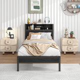 Twin Metal Platform Bed Frame With Storage Headboard Charging Station - Omega Lifestyles