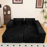 Modular Plush Corduroy Sectional Sofa With Chaise - Omega Lifestyles
