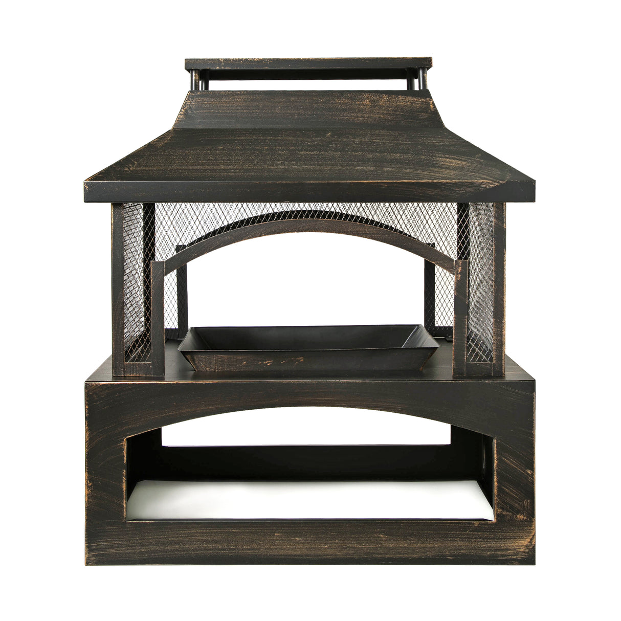 Antique Steel Outdoor Wood Burning Fireplace With Poker