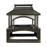 Antique Steel Outdoor Wood Burning Fireplace With Poker