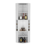 Modern White Corner Bar Cabinet With Five Shelves - Omega Lifestyles