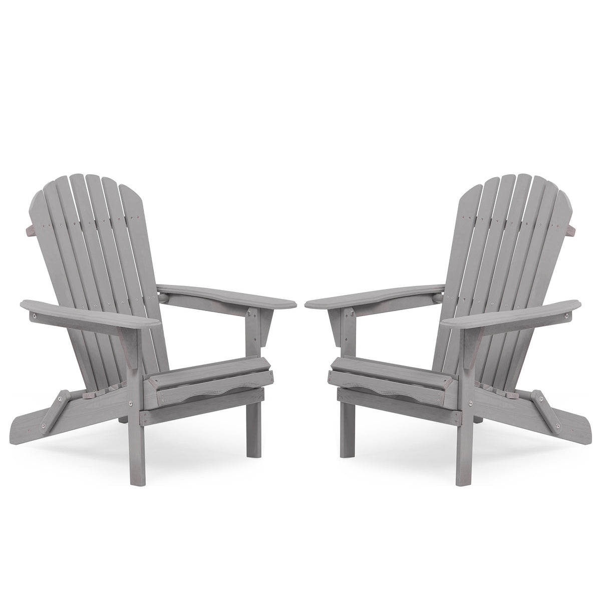 Classic Gray Cedar Wood Adirondack Chair Set Of 2