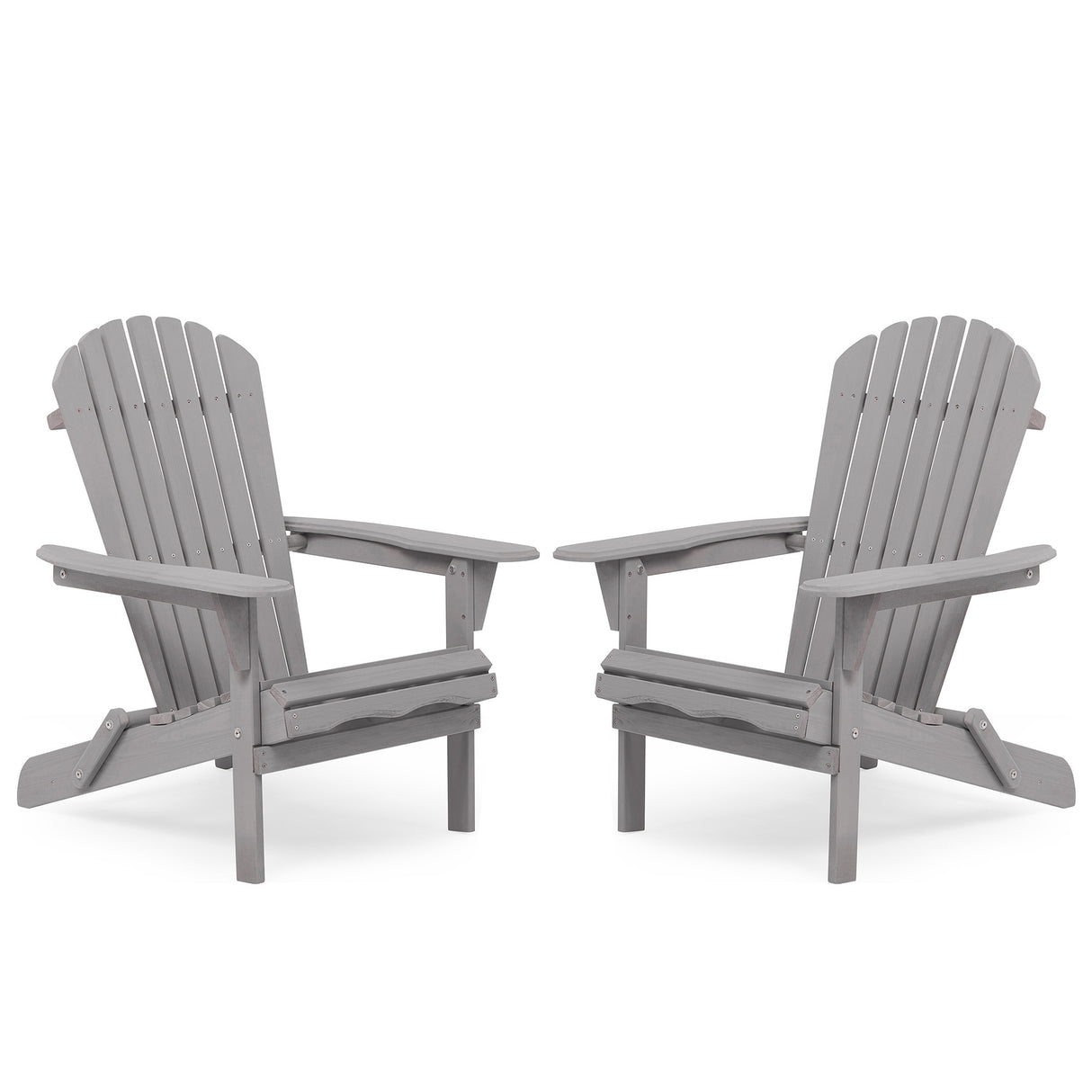 Classic Gray Cedar Wood Adirondack Chair Set Of 2