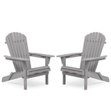 Classic Gray Cedar Wood Adirondack Chair Set Of 2