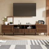 Modern Walnut TV Stand With Soft-Close Doors and Storage - Omega Lifestyles