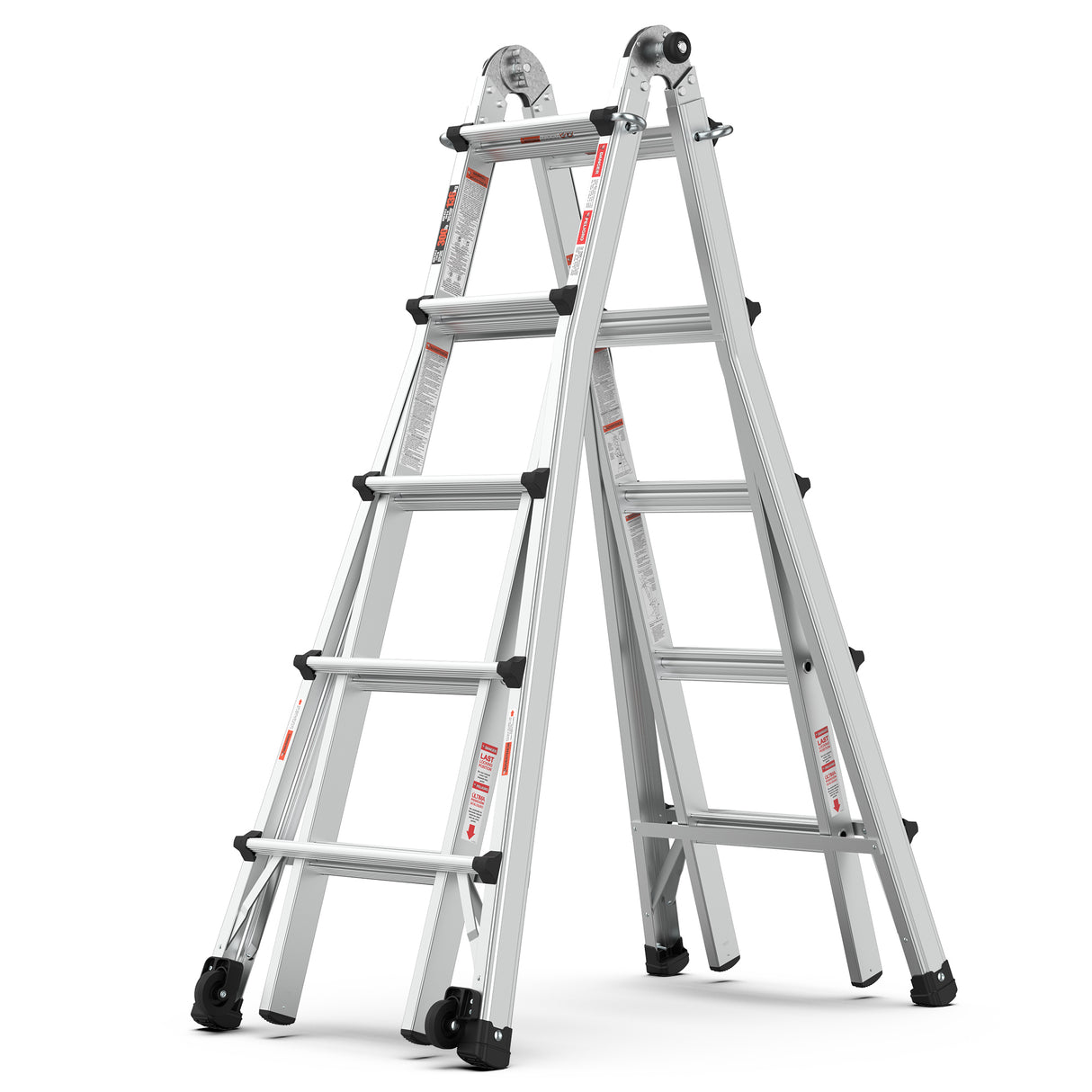 Aluminum Multi-Position 22-Foot Ladder With Wheels