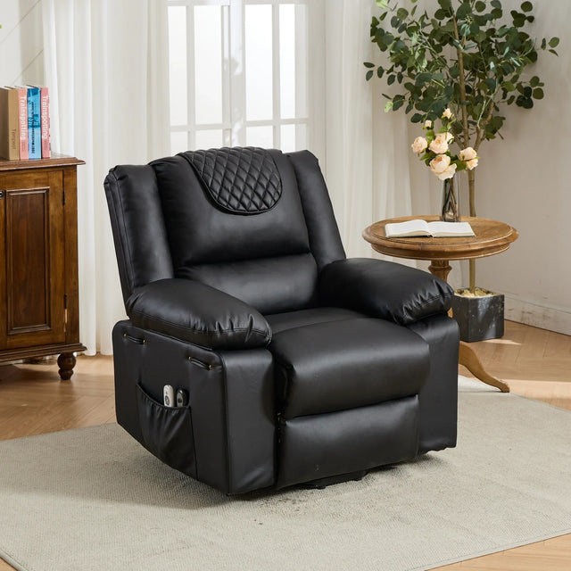 Medium-Firm Remote-Controlled Heating Massage Recliner PU Leather - Omega Lifestyles
