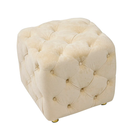 Beige Velvet Storage Ottoman With Concealed Compartment - Omega Lifestyles