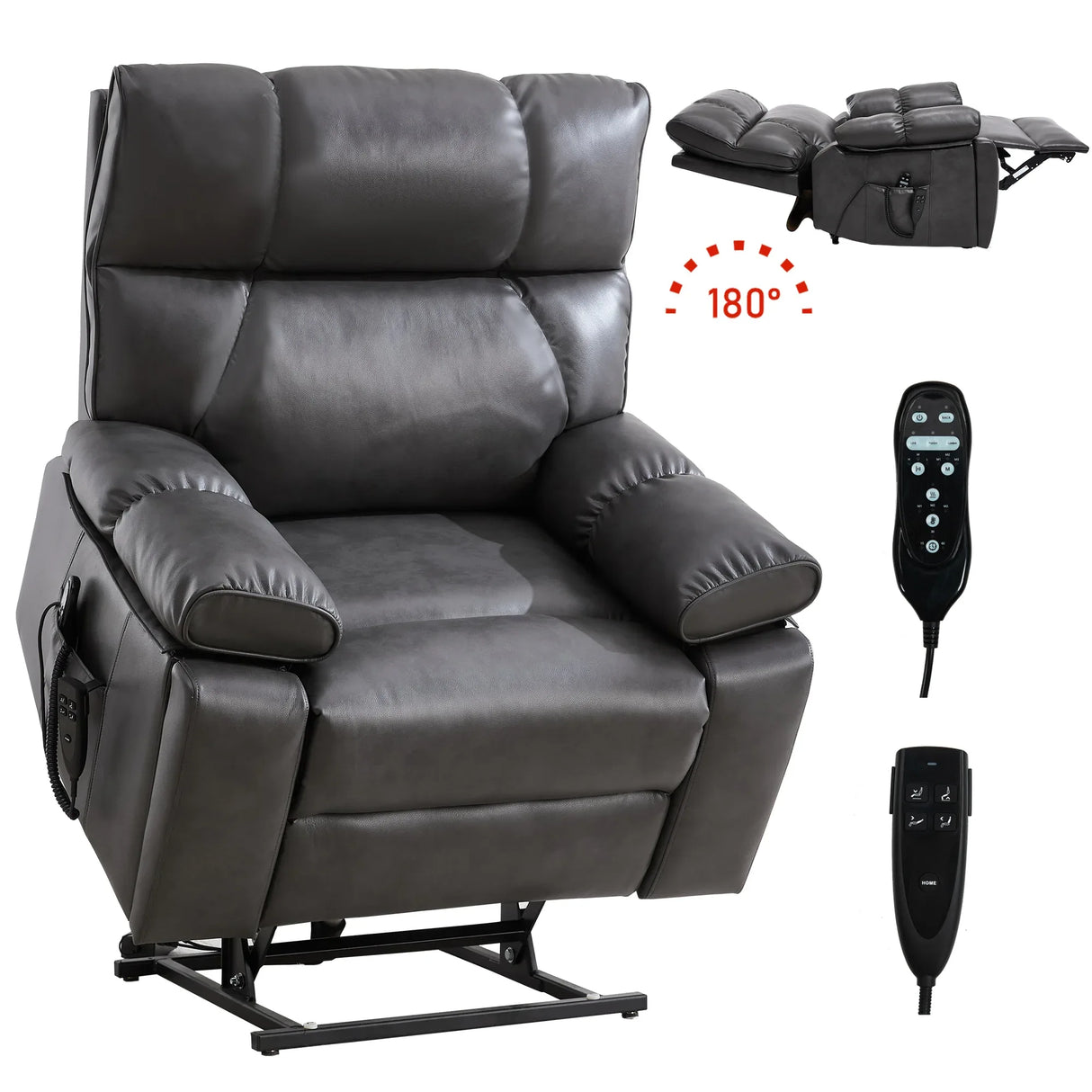 Medium-Firm Faux Leather Power Lift Massage Recliner Chair - Omega Lifestyles