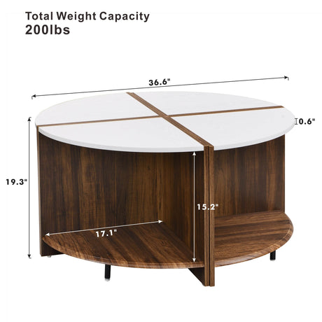 4-Piece Industrial Round MDF Coffee Table Set - Sleep Galleria