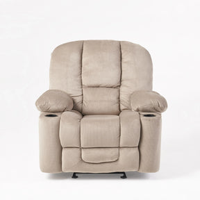Manual Recliner Chair With Skin-Friendly Fabric And Cup Holders - Omega Lifestyles