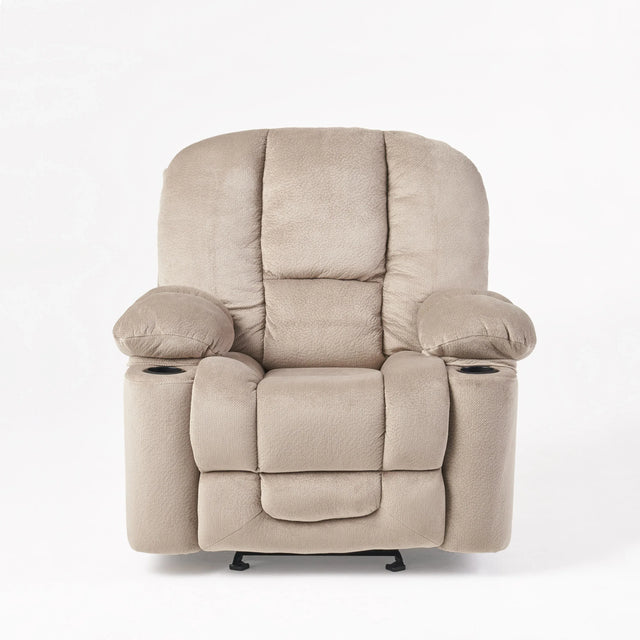 Manual Recliner Chair With Skin-Friendly Fabric And Cup Holders - Omega Lifestyles