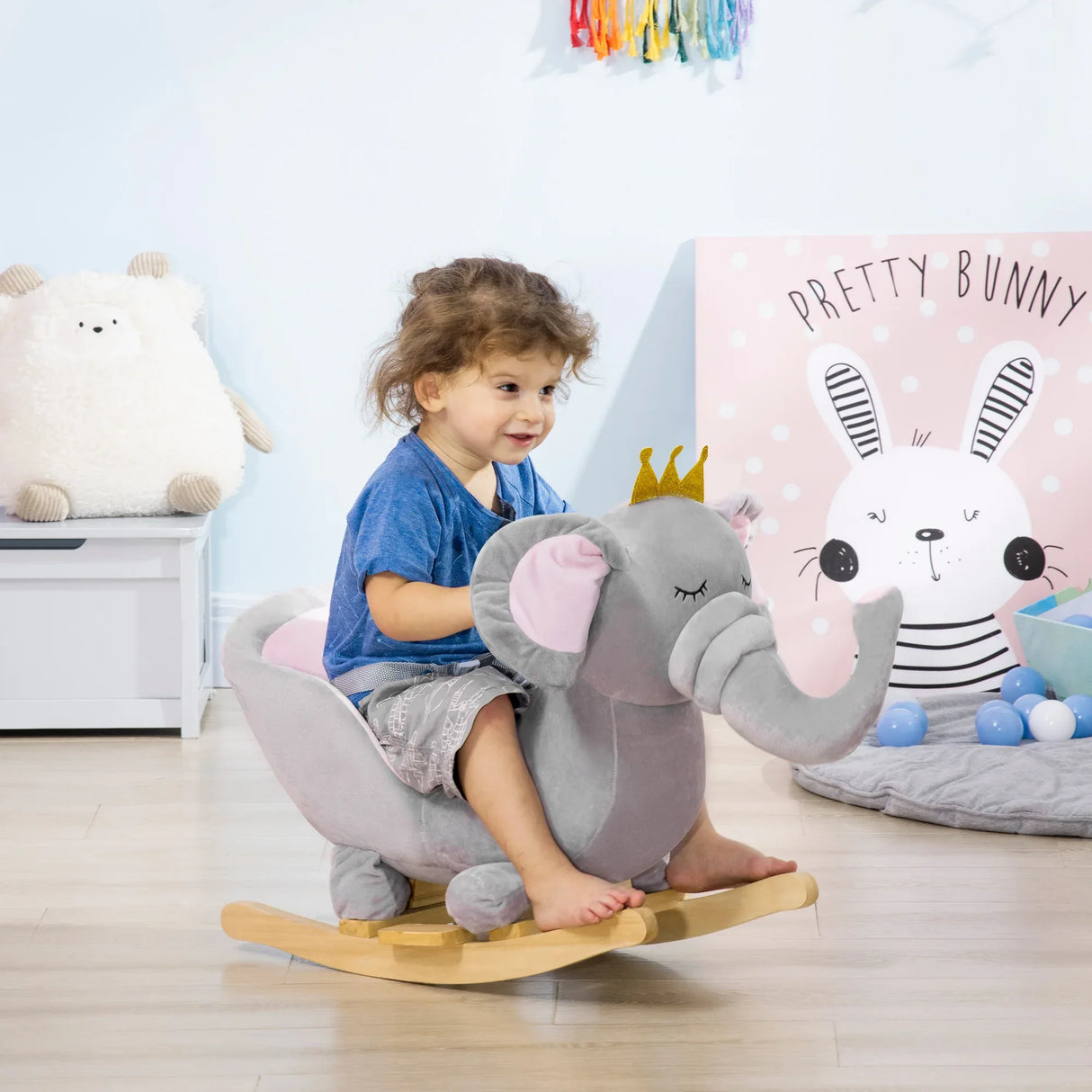 Toddler Plush Elephant Rocking Chair With Sound - Omega Lifestyles
