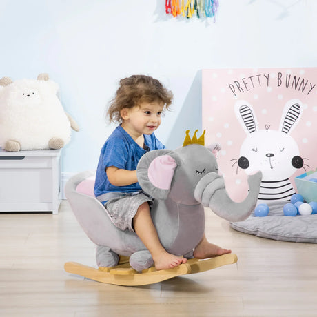 Toddler Plush Elephant Rocking Chair With Sound - Omega Lifestyles