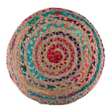 Round Multi Color Handcrafted Cotton Jute Pouf Seating - Omega Lifestyles