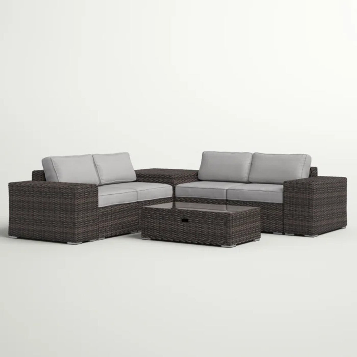 All-Weather Espresso Wicker Outdoor Sectional Sofa Set