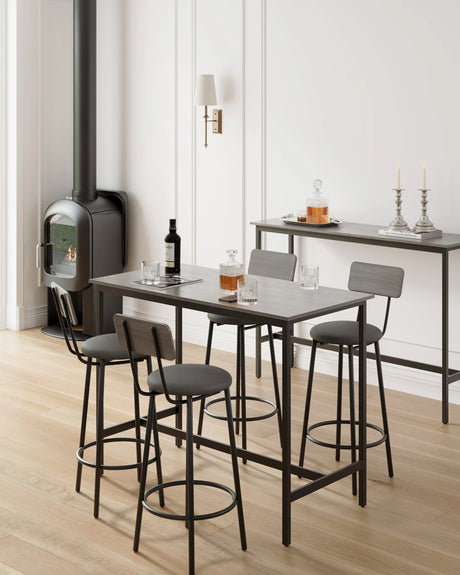 Bar Table Set With 4 PU Upholstered Soft Seat Stools - Omega Lifestyles