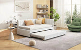 Upholstered Twin Daybed With Linen Fabric Trundle - Omega Lifestyles