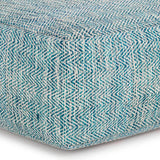 Teal Mélange Fabric Square Pouf Ottoman - Omega Lifestyles
