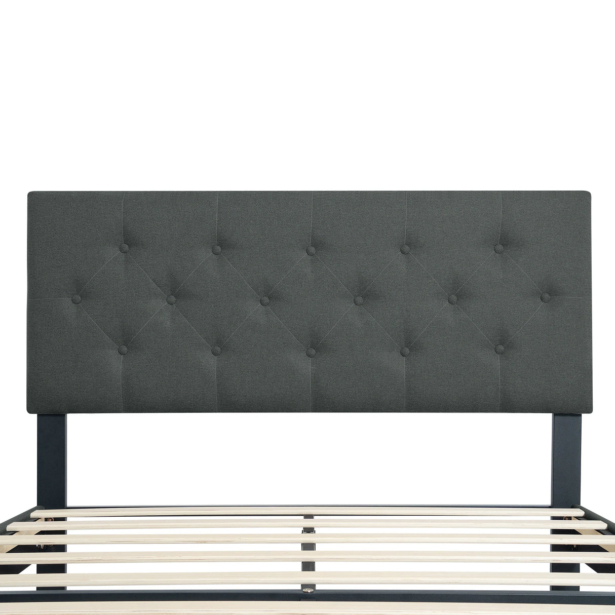 Twin Upholstered Linen Platform Bed Frame With Headboard - Omega Lifestyles
