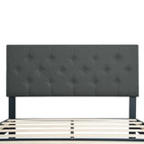Twin Upholstered Linen Platform Bed Frame With Headboard - Omega Lifestyles