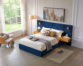 Queen Modern Velvet Upholstered Platform Bed Frame - Omega Lifestyles