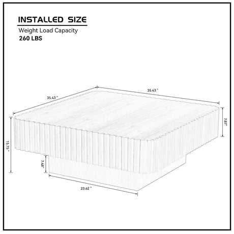 Modern Square MDF Pedestal Coffee Table 35 Inch - Sleep Galleria