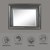 LED Gray Framed Wall Mirror With Beveled Edge Lighting - Omega Lifestyles