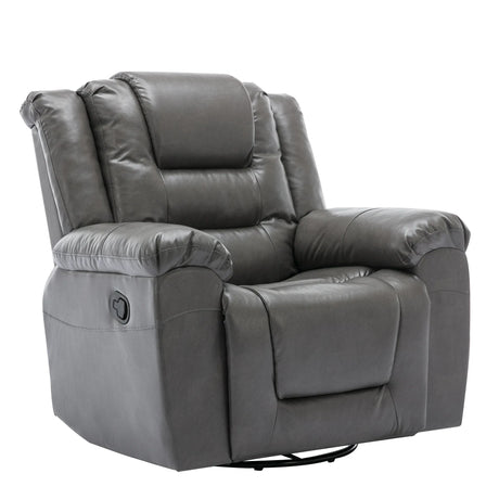 Grey PU Manual Reclining Rocking Swivel Recliner Chair - Omega Lifestyles