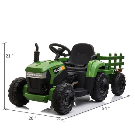 12V Battery Powered Kids Ride-On Tractor With Trailer - Omega Lifestyles
