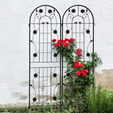 2-Piece Black Iron Garden Trellis With Rustproof Coating
