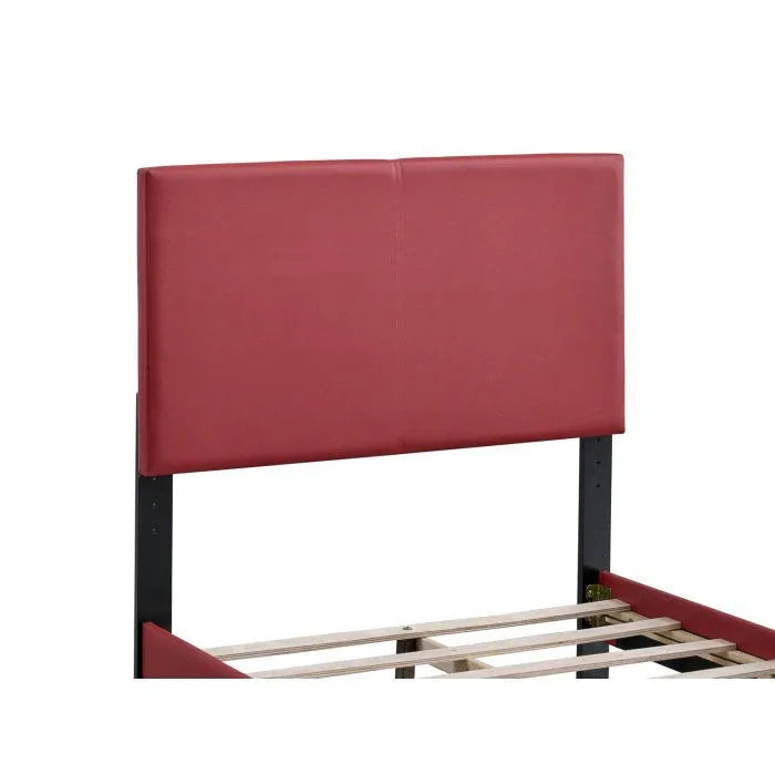 Twin Upholstered Adjustable Height Red Bed Frame - Omega Lifestyles