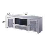 Mirrored Silver Faux Diamonds MDF TV Stand - Omega Lifestyles