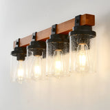 Matte Black Wooden Glass Shade 4-Light Ceiling Lamp - Omega Lifestyles