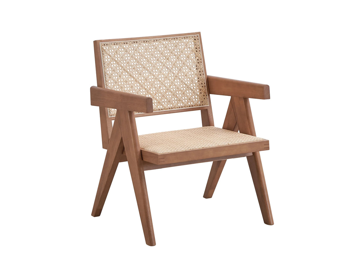 2-Piece Natural Wood Rattan Accent Chair And End Table Set - Omega Lifestyles