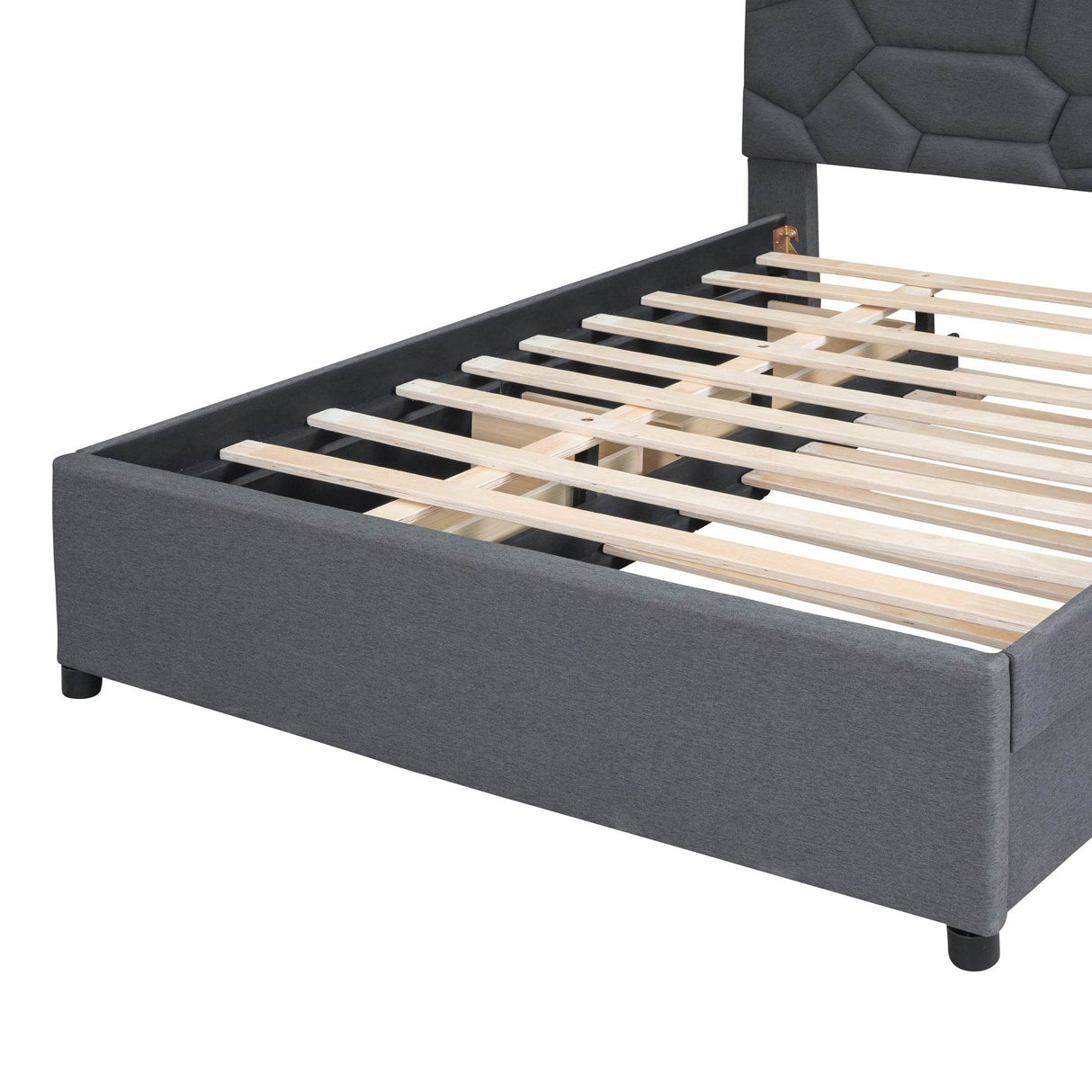 Full Upholstered Platform Bed With Trundle And Drawers - Omega Lifestyles